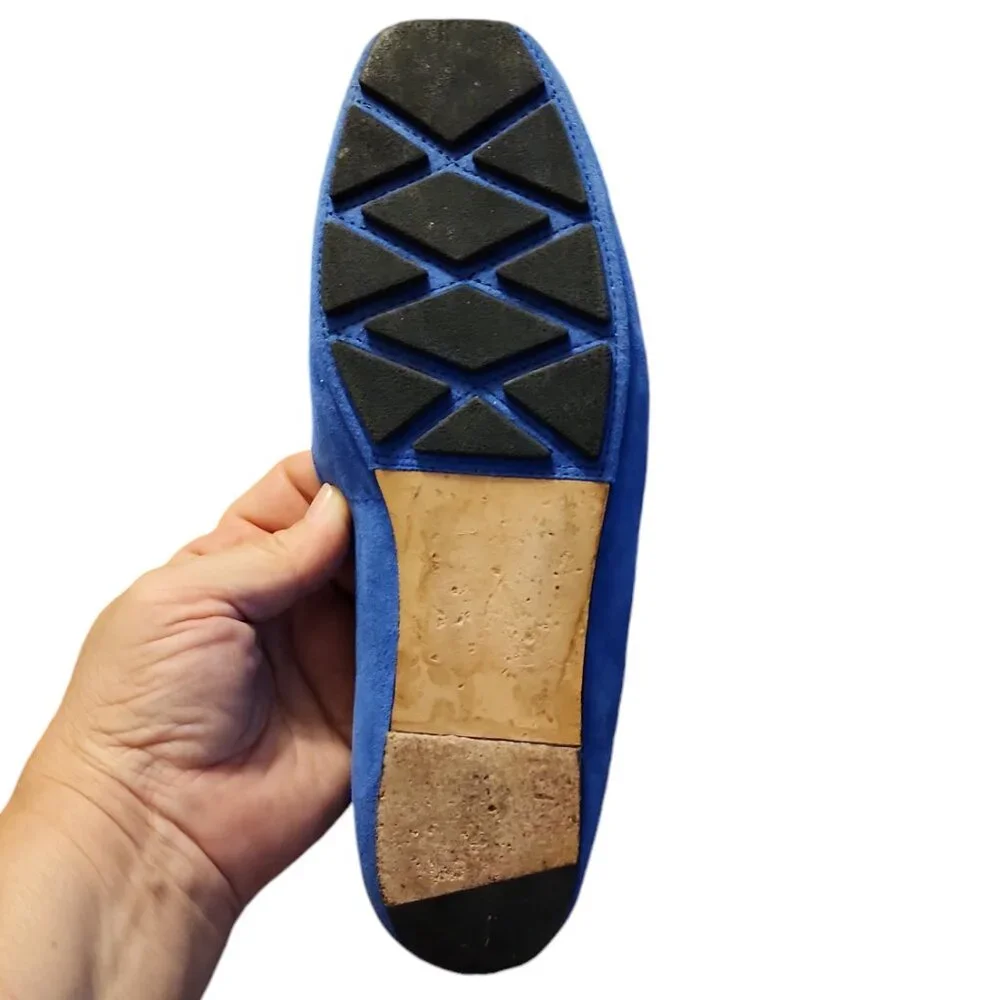 Tory Burch Blue Suede Logo Loafers